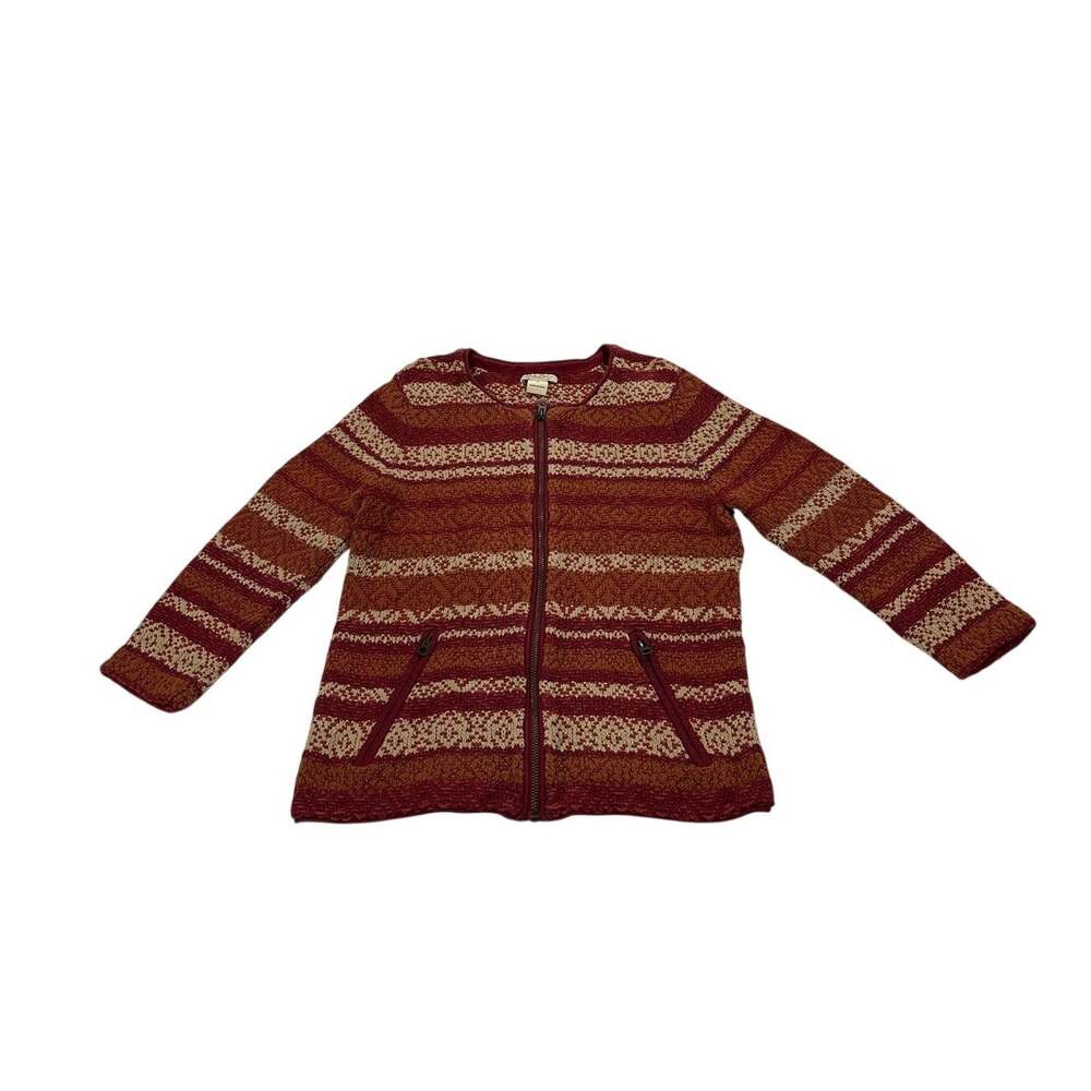 Lucky Brand Womens Medium Western Boho Full Zip Sweater Jacket Aztec Fisherman